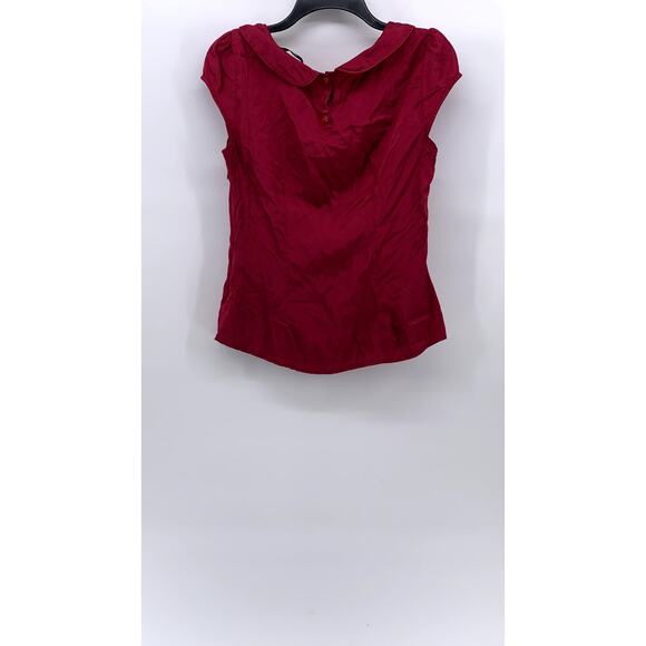 H&M Women's Pink Solid Sailor Collar Short Cap Sleeve Top SZ 8 - Picture 2 of 10